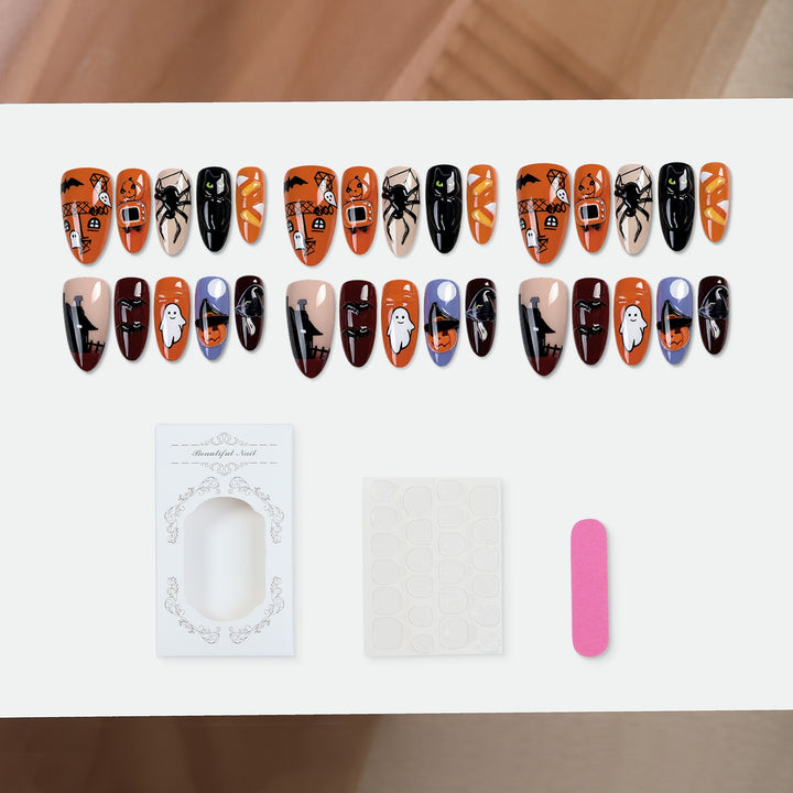 Fake nail set with spooky Halloween designs Kalsten