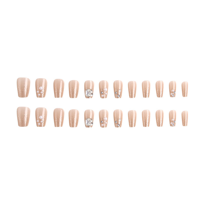 Artificial nail set with elegant pearl and glitter design Kalsten