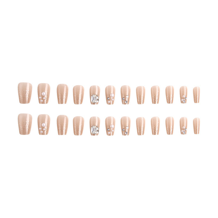 Artificial nail set with elegant pearl and glitter design Kalsten