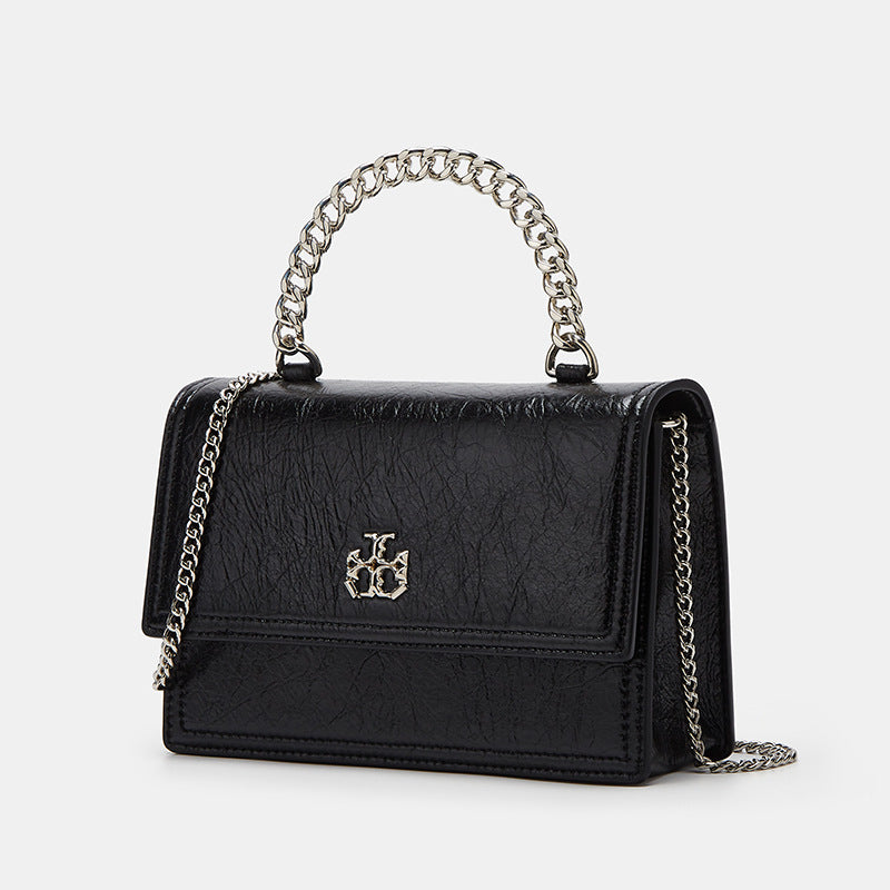 Elegant Leather Shoulder Bag with Chain Strap