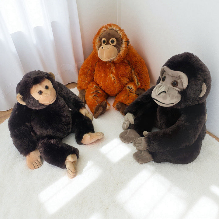 Plush Sitting Gorilla Toy with Long Faux Fur and Soft Bean-Fill Kalsten