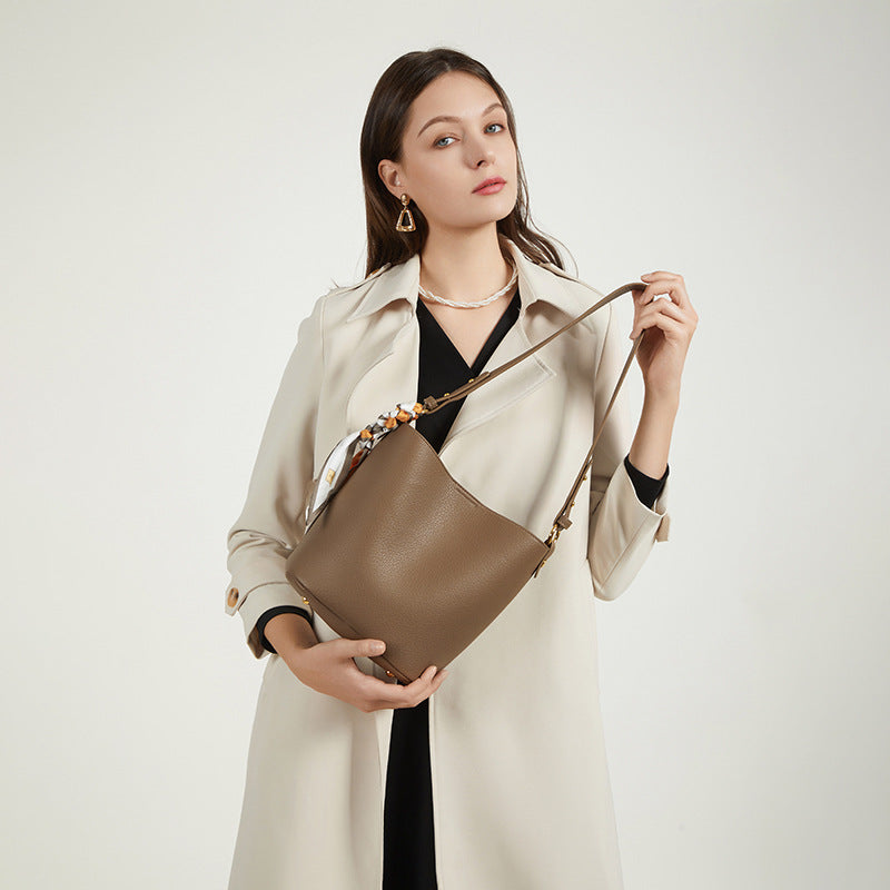 Textured Leather Bucket Bag Kalsten