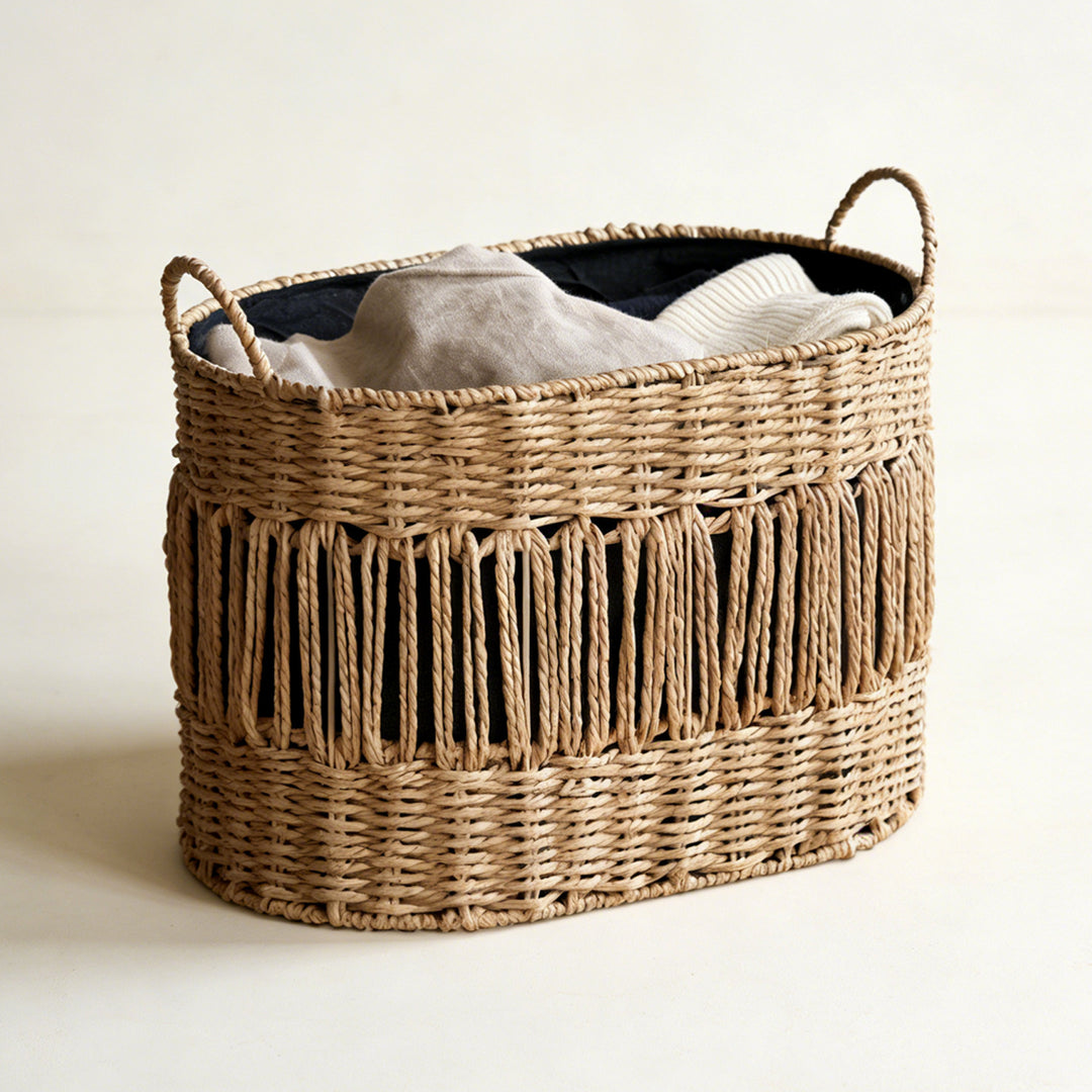 Decorative storage basket with fringes Kalsten