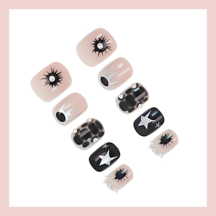 Art nail set with creative geometric designs Kalsten