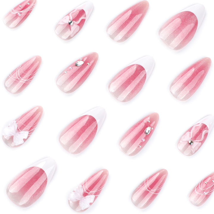 Artful acrylic nails with floral design and glitter embellishment Kalsten