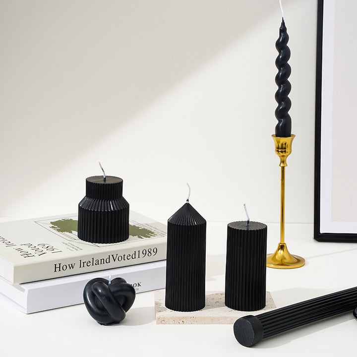 Vertical-Fluted Square Sculptural Pillar Candle
