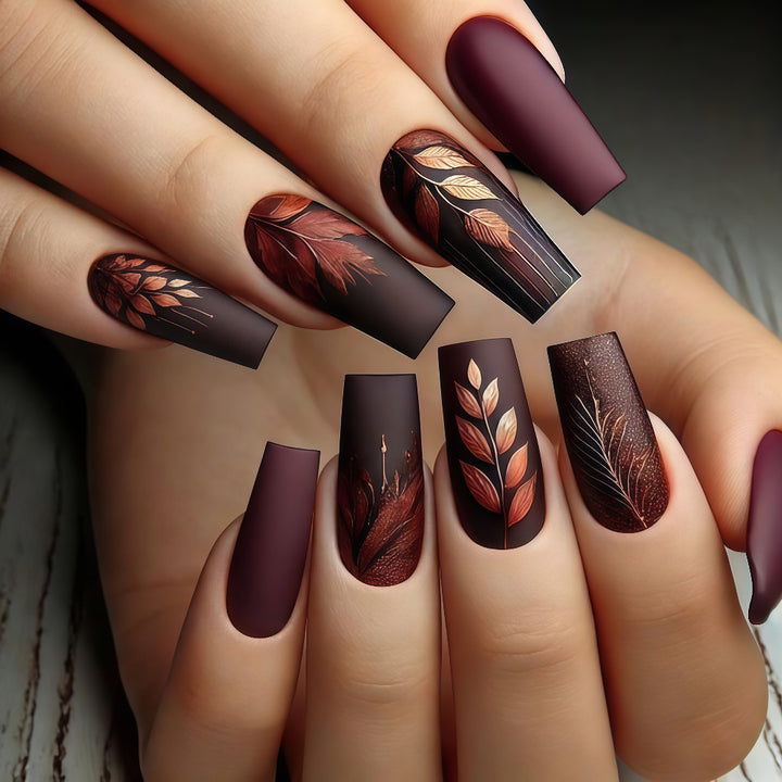 Premium Artificial Nails with Botanical Motif Kalsten