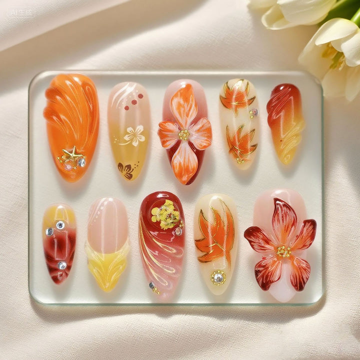 Artistic Floral Press-On Nail Set Kalsten 1790636735