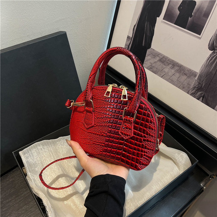 Crocodile-Embossed Mini Satchel Bag Kalsten