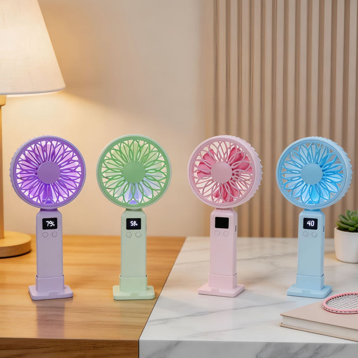 Ladies portable USB fan with digital speed display and ergonomic design Kalsten