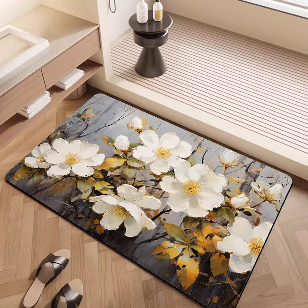 Artistic Floral Pattern Area Mat Kalsten