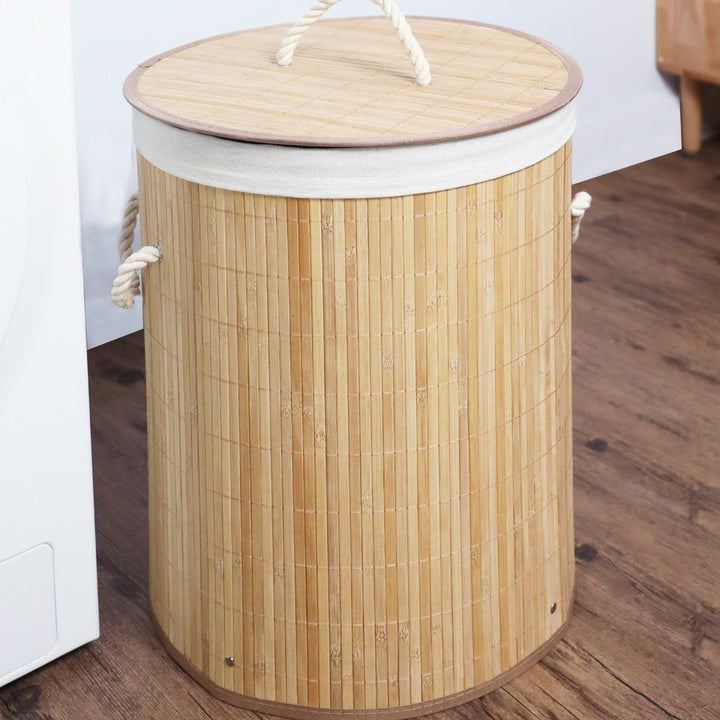 Natural Bamboo Laundry Basket with Lid Kalsten
