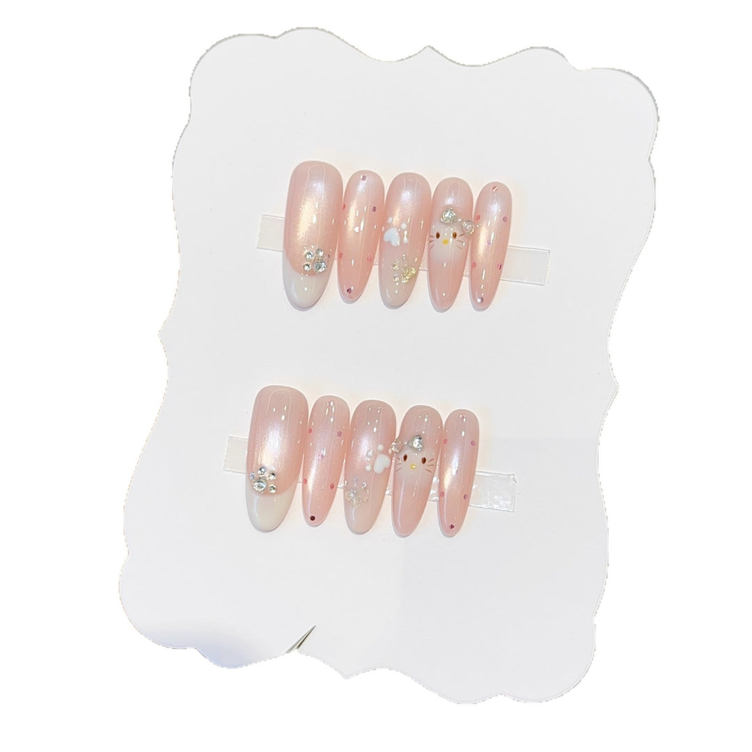 Artificial nail tips with playful penguin and paw print design Kalsten