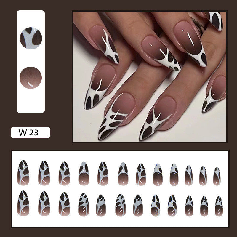 Artistic Press-On Nail Tips Set with Abstract Design