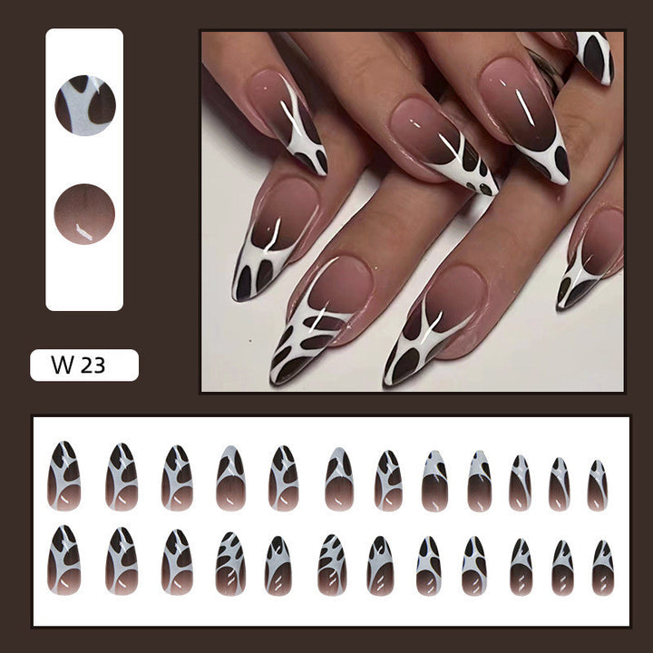 Artistic Press-On Nail Tips Set with Abstract Design