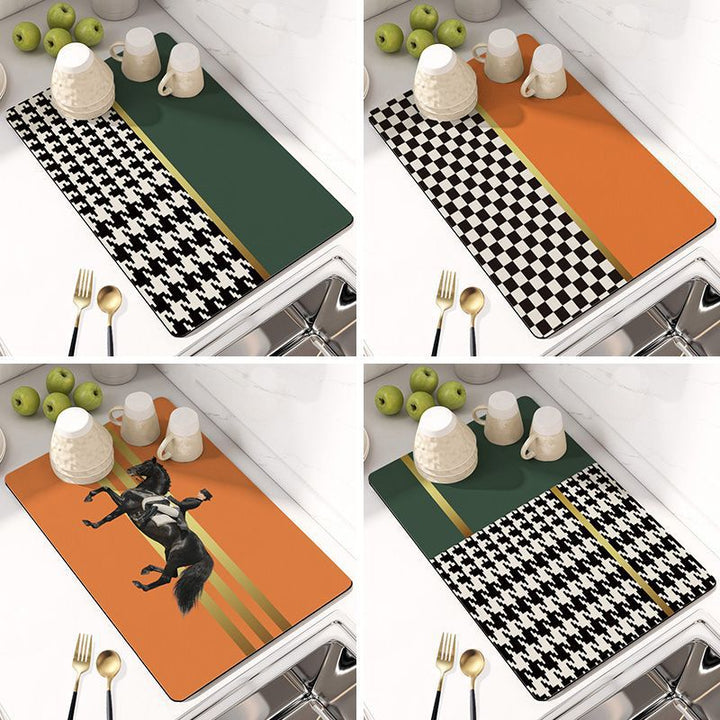 Modern Checkerboard Pattern Kitchen Mat