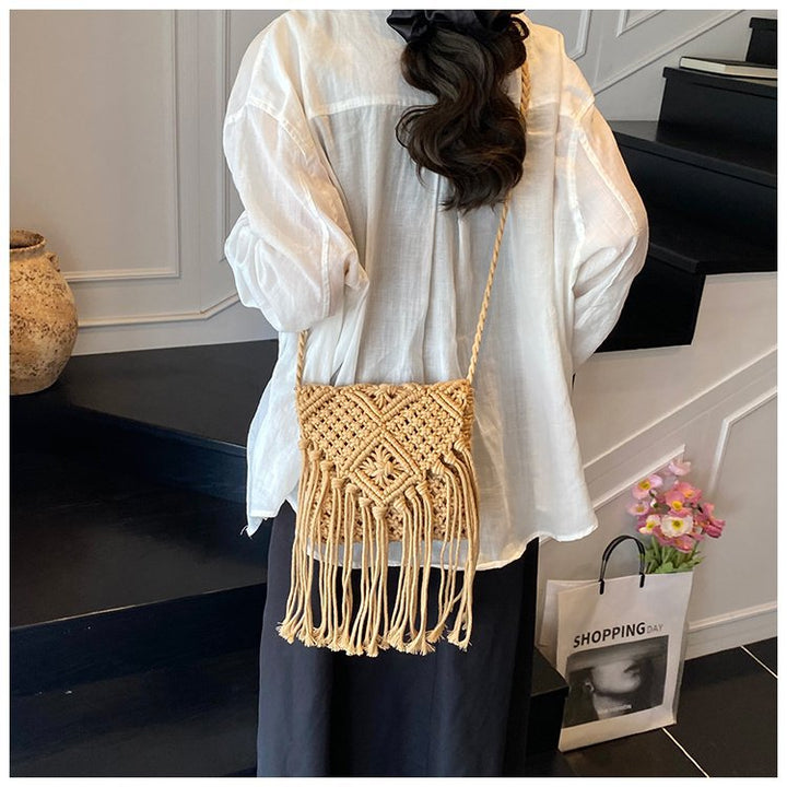 Macramé shoulder bag with fringed details Kalsten
