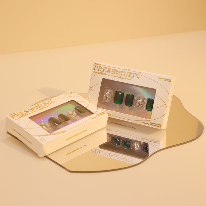 Glamorous nail extensions with creative glitter design Kalsten