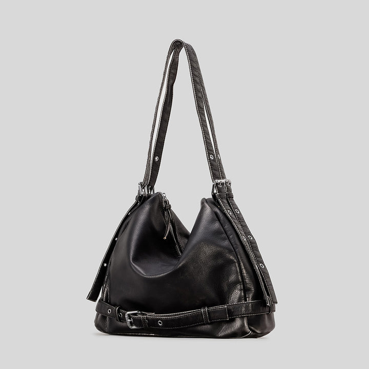 Casual Slouchy Leather Shoulder Bag
