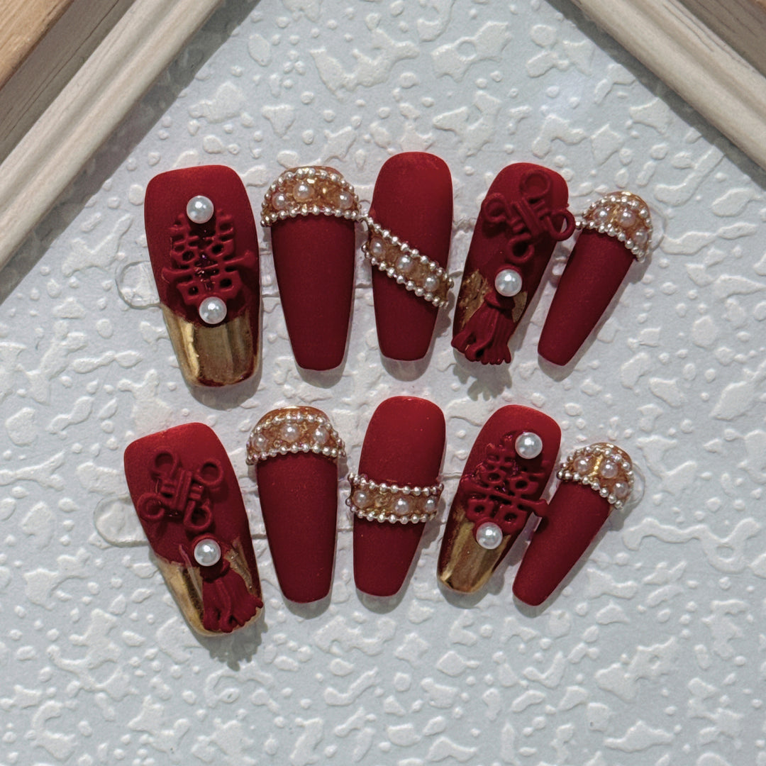 Elegant Rhinestone Embellished Press-On Nail Set