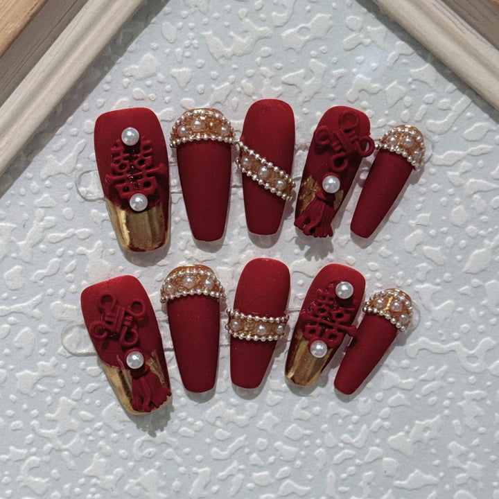 Elegant Rhinestone Embellished Press-On Nail Set