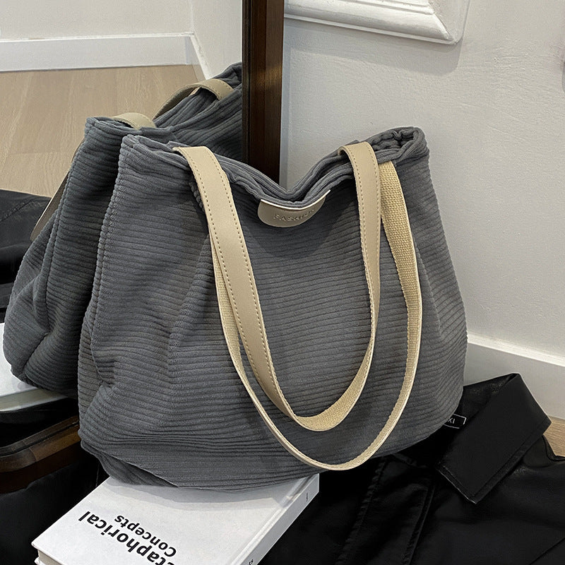 Textured Fabric Daily Hobo Handbag