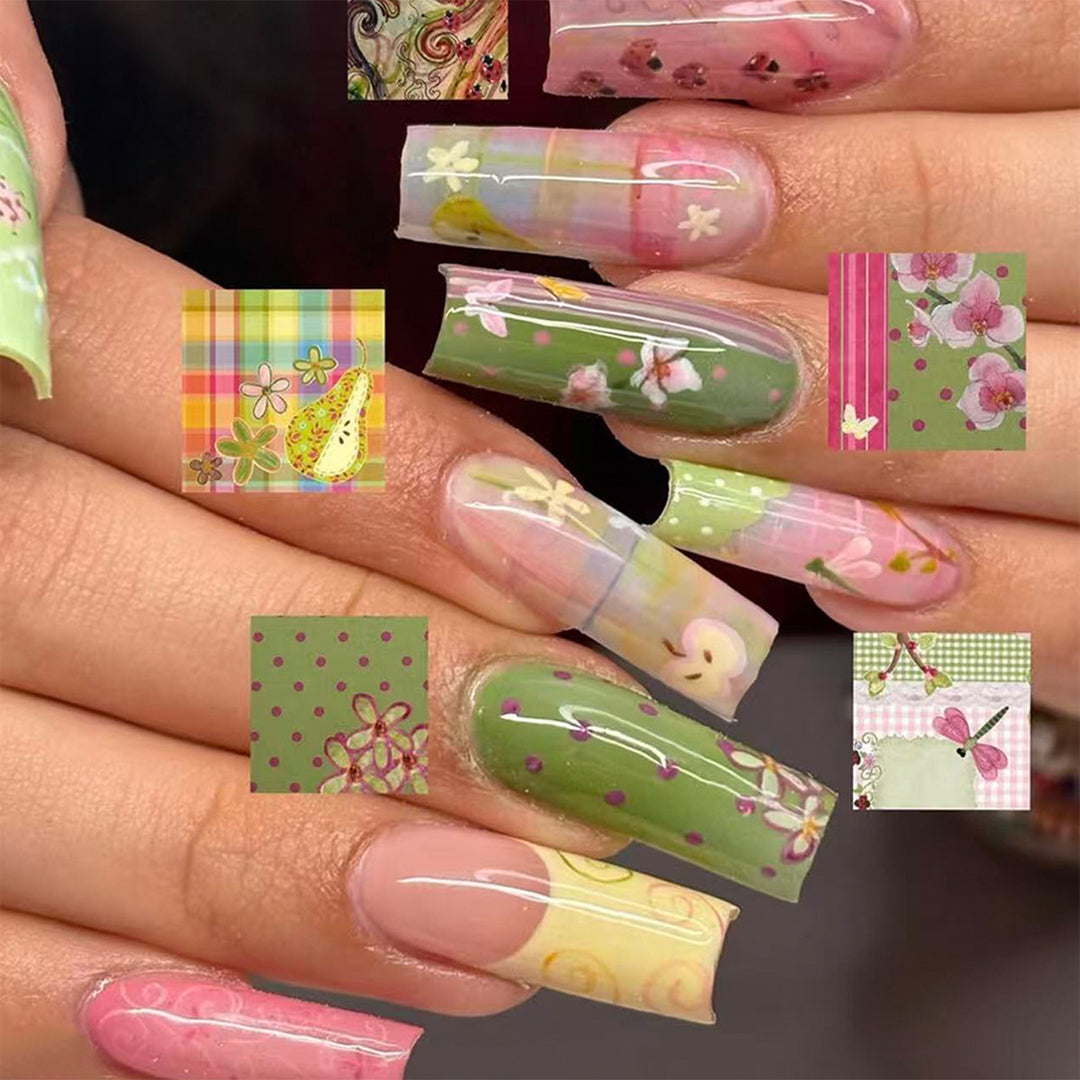 Artificial nails with floral and colorful designs Kalsten