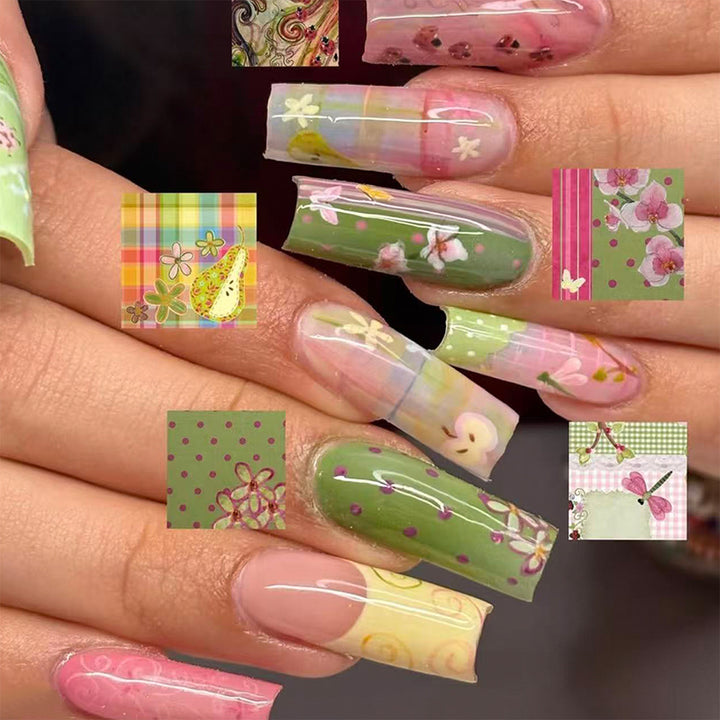 Artificial nails with floral and colorful designs Kalsten