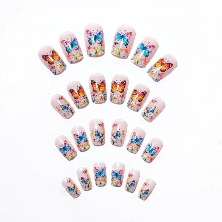 Creative Art Nails with Colorful Butterfly Design Kalsten