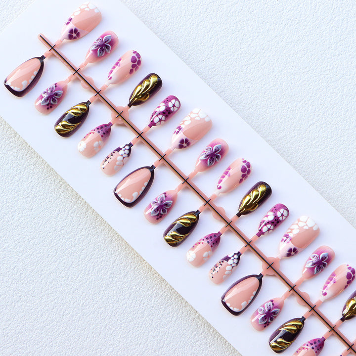 Artistic Floral Embellished Press-On Nails