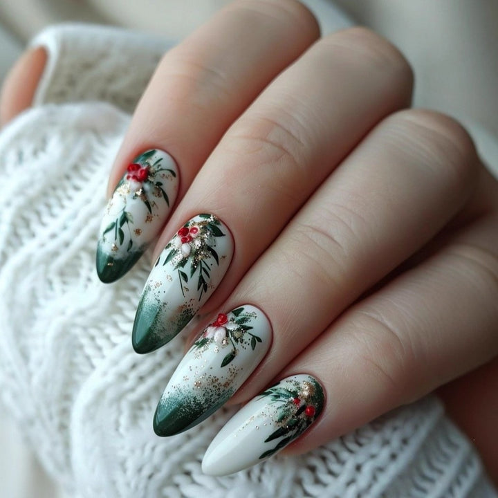Festive artificial nails in Christmas design Kalsten