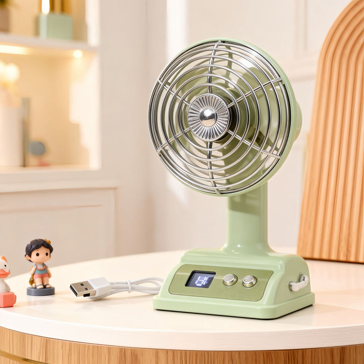 Ladies portable table fan with USB connection and digital speed display Kalsten