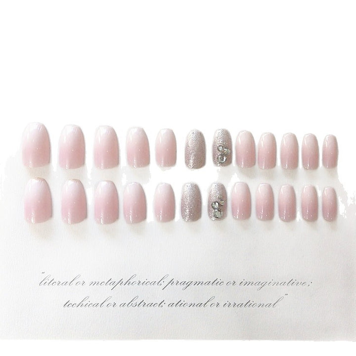 Elegant Press-On Nail Art Set with Rhinestone Accents