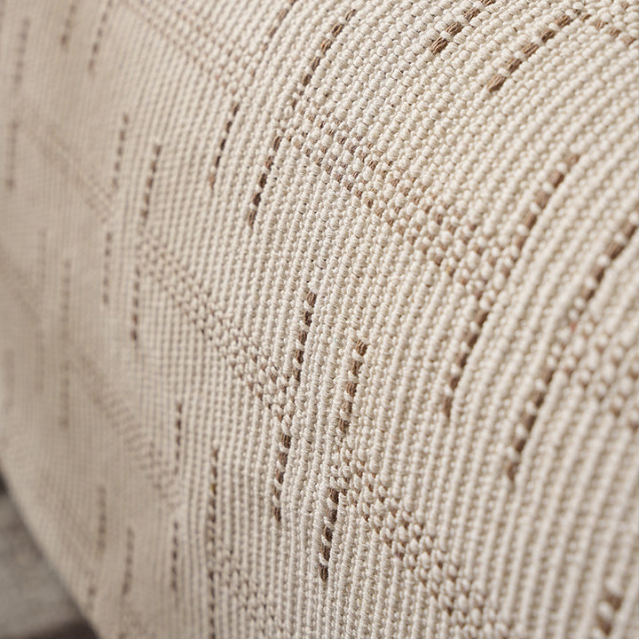 Jacquard-woven cotton kitchen towel with check pattern and striped trim