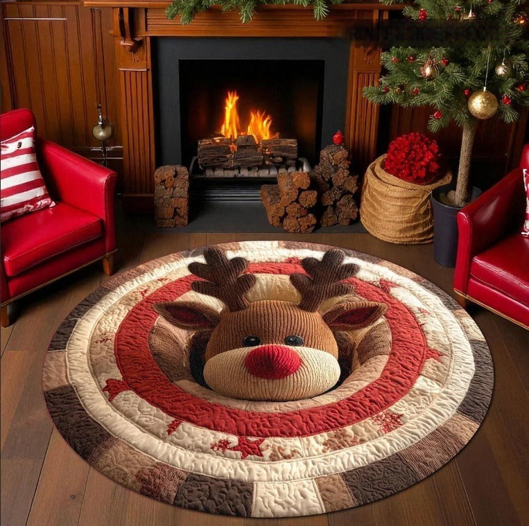 3D Holiday-Themed Circular Area Rug for Home