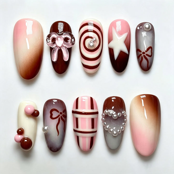 Decorative Press-On Nail Art Set with Sweet Dessert Themes Kalsten