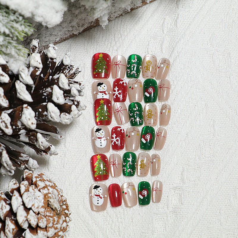 Festive Holiday-Themed Press-On Nail Art Set Kalsten