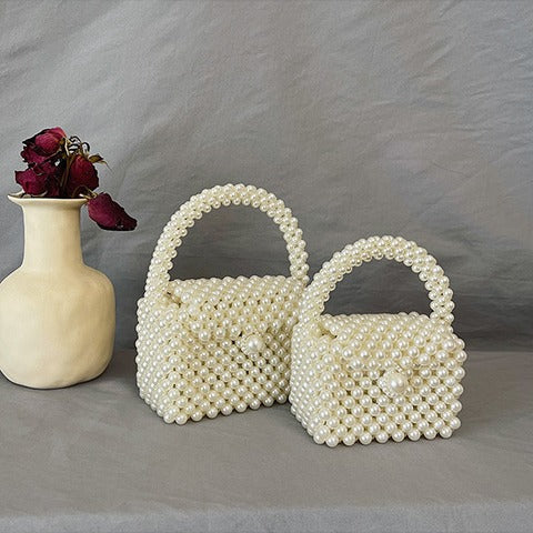 Pearl-Embellished Vintage Handbag