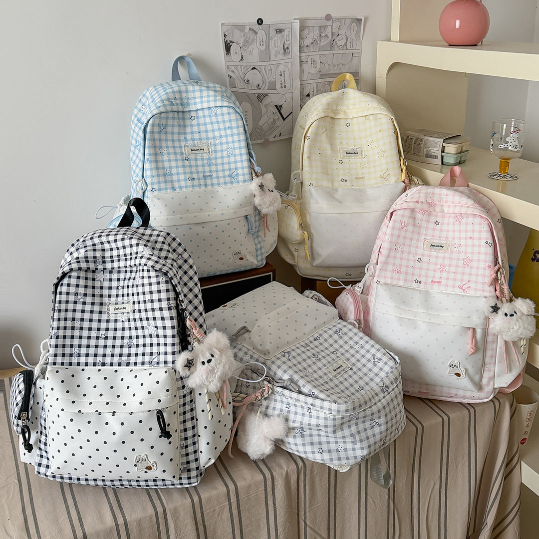 Stylish Checks Print Casual Backpack Kalsten