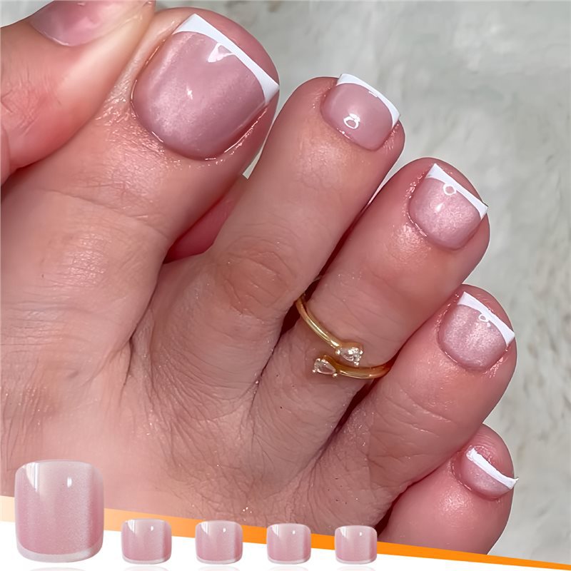Elegant French Tip Press-On Toenails Kalsten