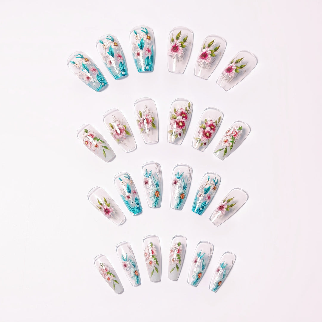 Floral Gel Nail Art Design Kalsten