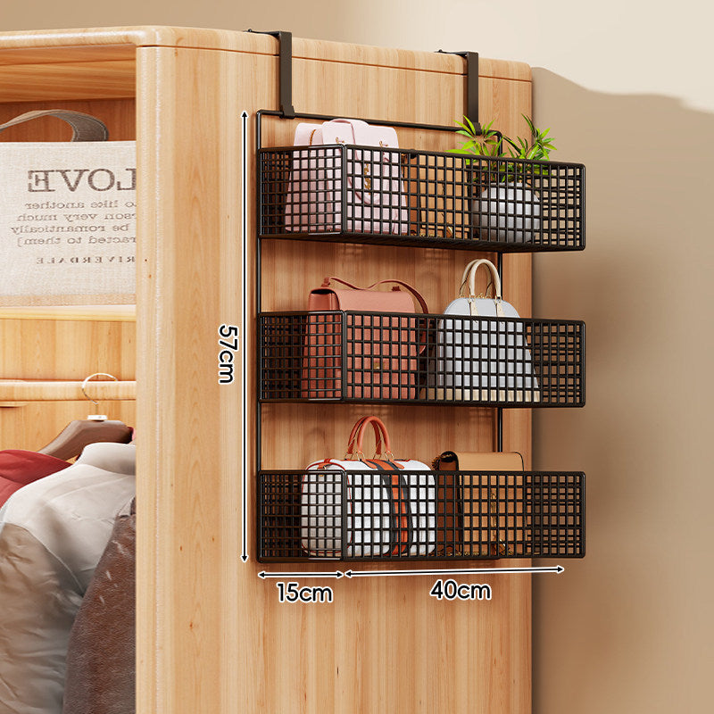 Over-the-Door Multi-Tier Metal Grid Hanging Storage Organizer