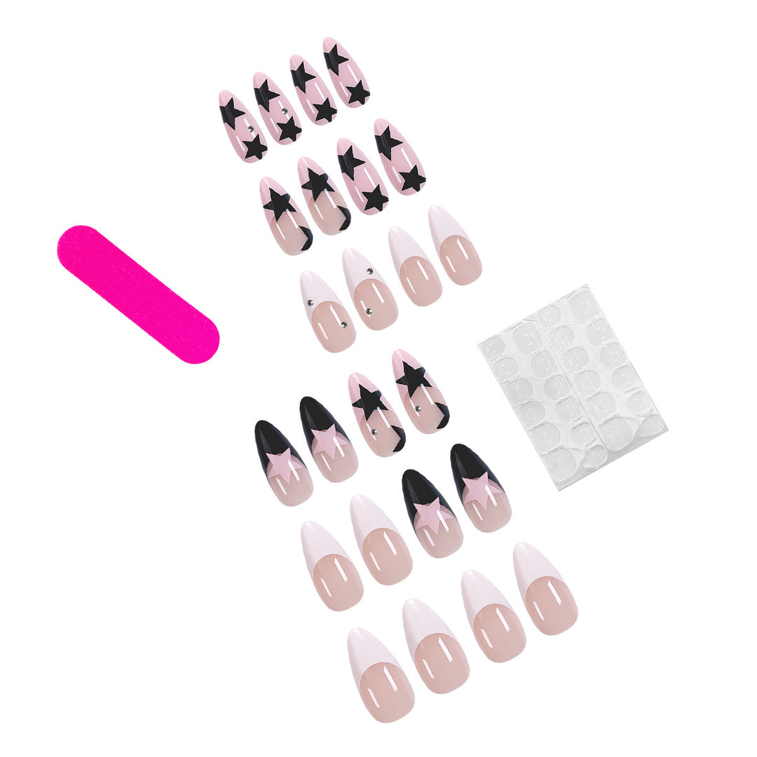 Artistic stiletto nails with star motif Kalsten