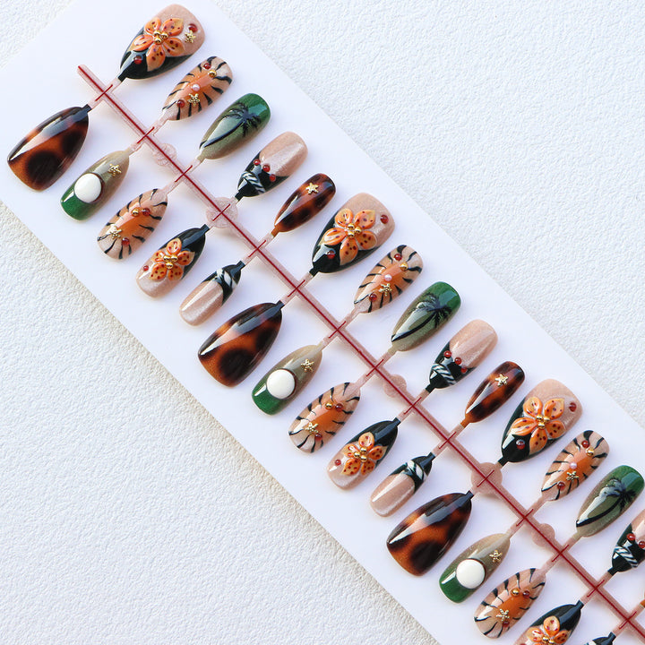 Tropical-Inspired Artisanal Press-On Nail Set