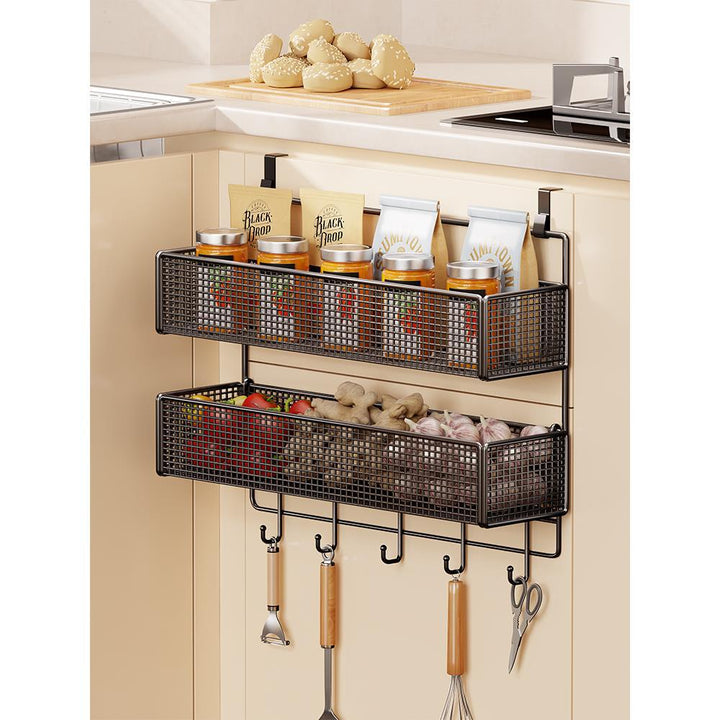 Over-Cabinet Three-Tier Mesh Hanging Pantry Organizer with Removable Baskets