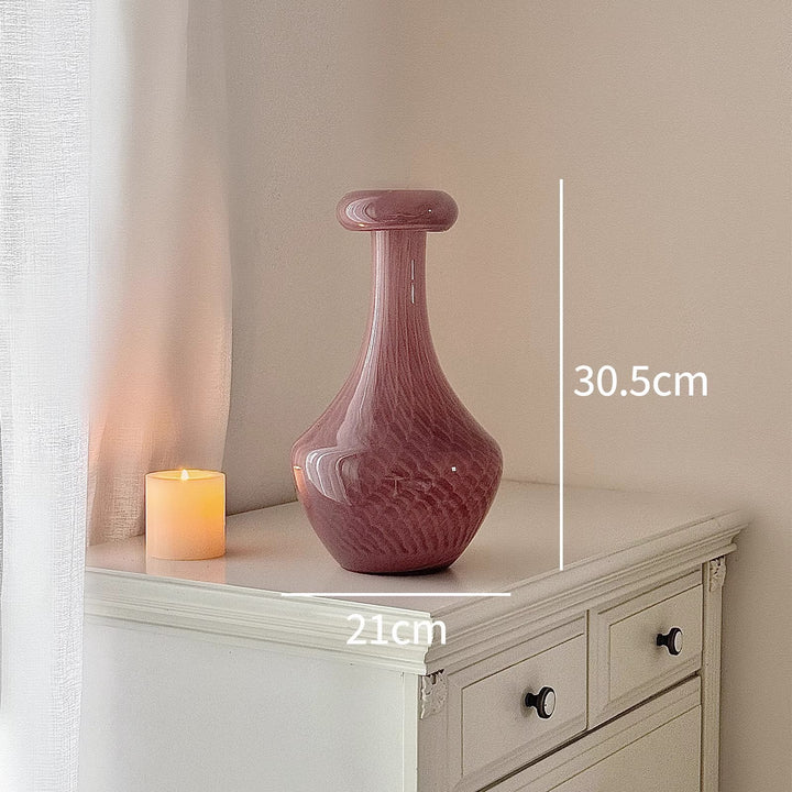 Contemporary Blown-Glass Hourglass Accent Vase Kalsten