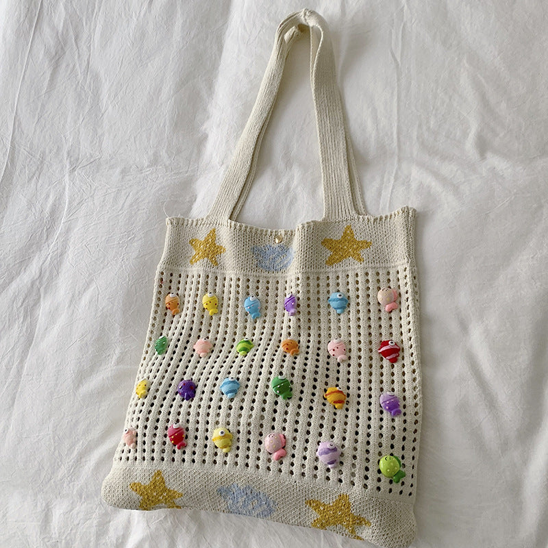 Colorful Decorative Crochet Tote Bag Kalsten