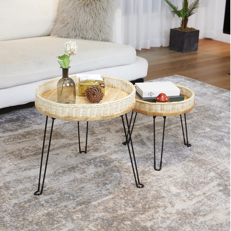 Decorative side table made of braided material Kalsten