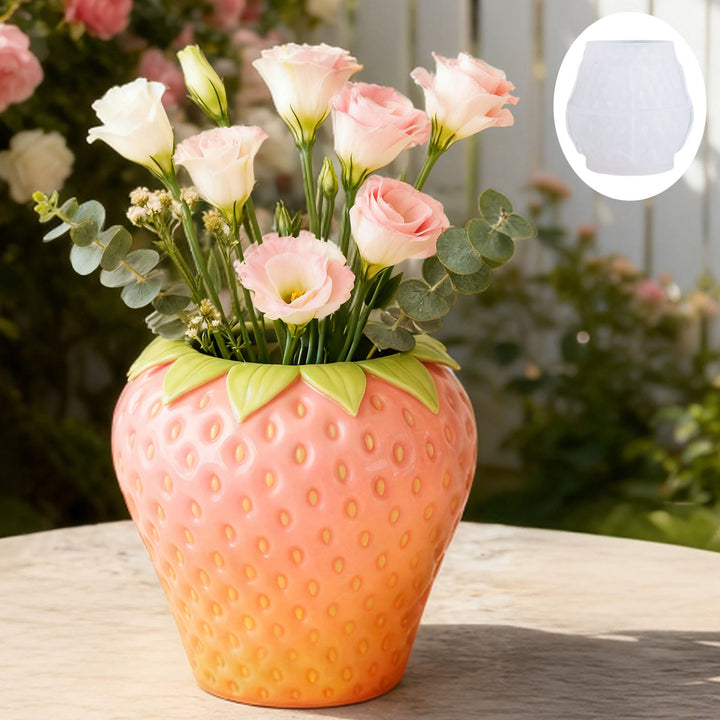 Detailed Strawberry Shaped Silicone Casting Mold For Small Planter And Resin Decor