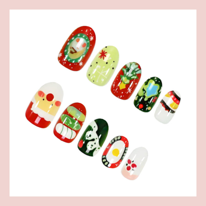 Christmas art nail set with festive motifs and colorful designs Kalsten